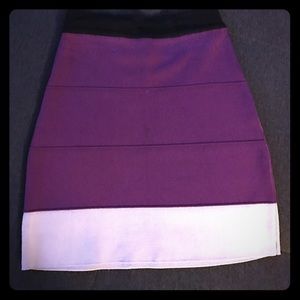 Bebe XS Bodycon Mini skirt Color Block purple