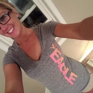 Gray American Eagle v-neck