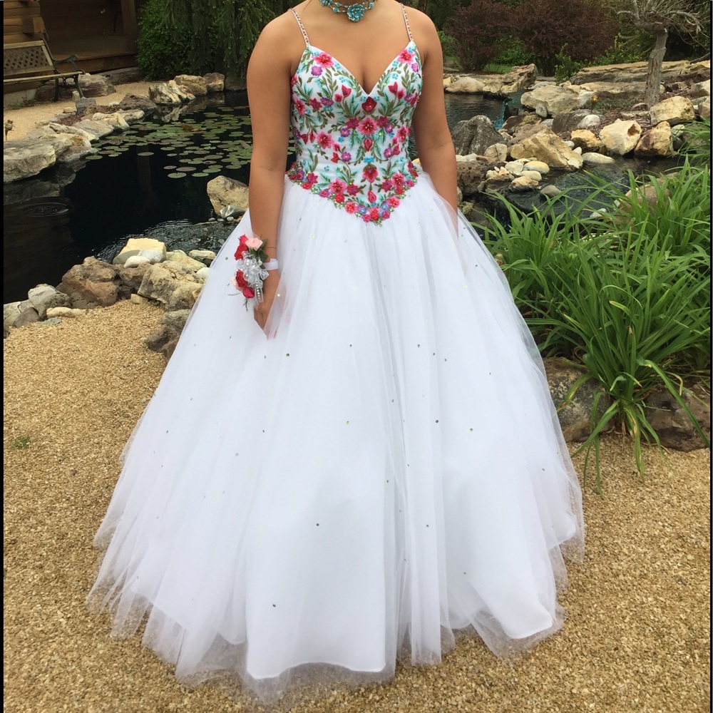 floral ball gown prom dress
