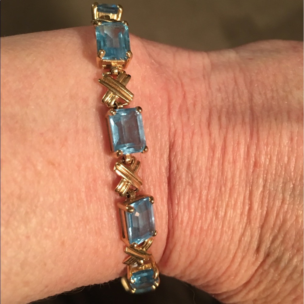 10kt YG Blue Topaz Tennis bracelet.