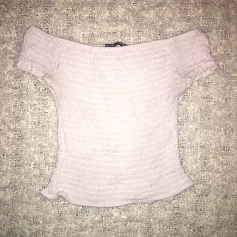 Brandy crop off the shoulder top
