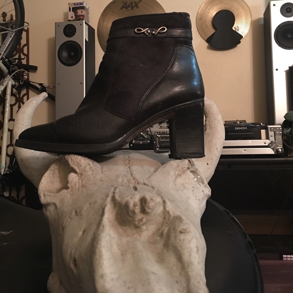 Black leather ankle boots