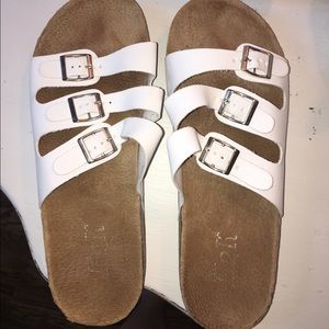 K2K Birkenstock-Style white slip ons