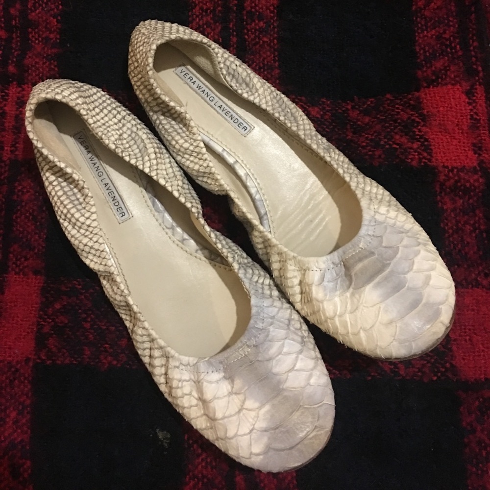 Vera Wang lavender snake flats