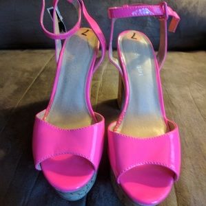 Hot pink wedge heels