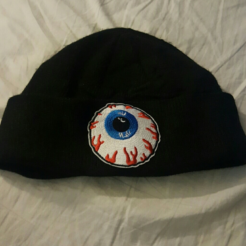 Mishka eyeball patch black beanie