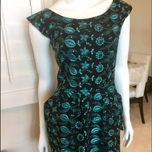 Vintage Embroidered Evening Sheath Dress