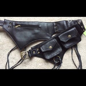 Black leather utility belt