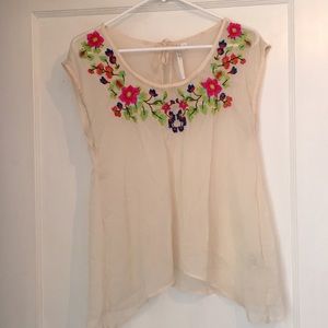 LC Lauren Conrad sheer top with floral details