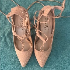😍 Rouge 6.5M Nude Lace Up Heels 😍