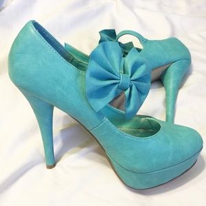 Tiffany Blue Turquoise Bow Heels
