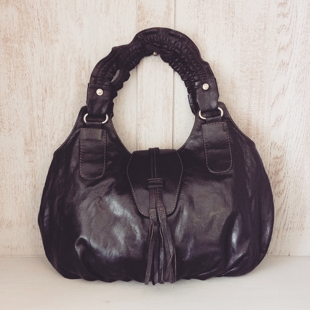 CLOSEOUT SALE Pilar ~ Black Leather Bag Fringe