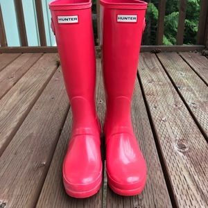 Coral Pink Hunter Boots US size 7 EU size 38