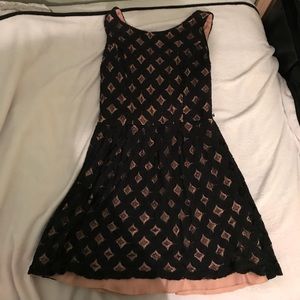 Black laced scooped neckline dress
