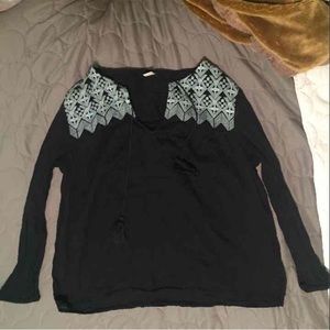 Navy blue peasant top