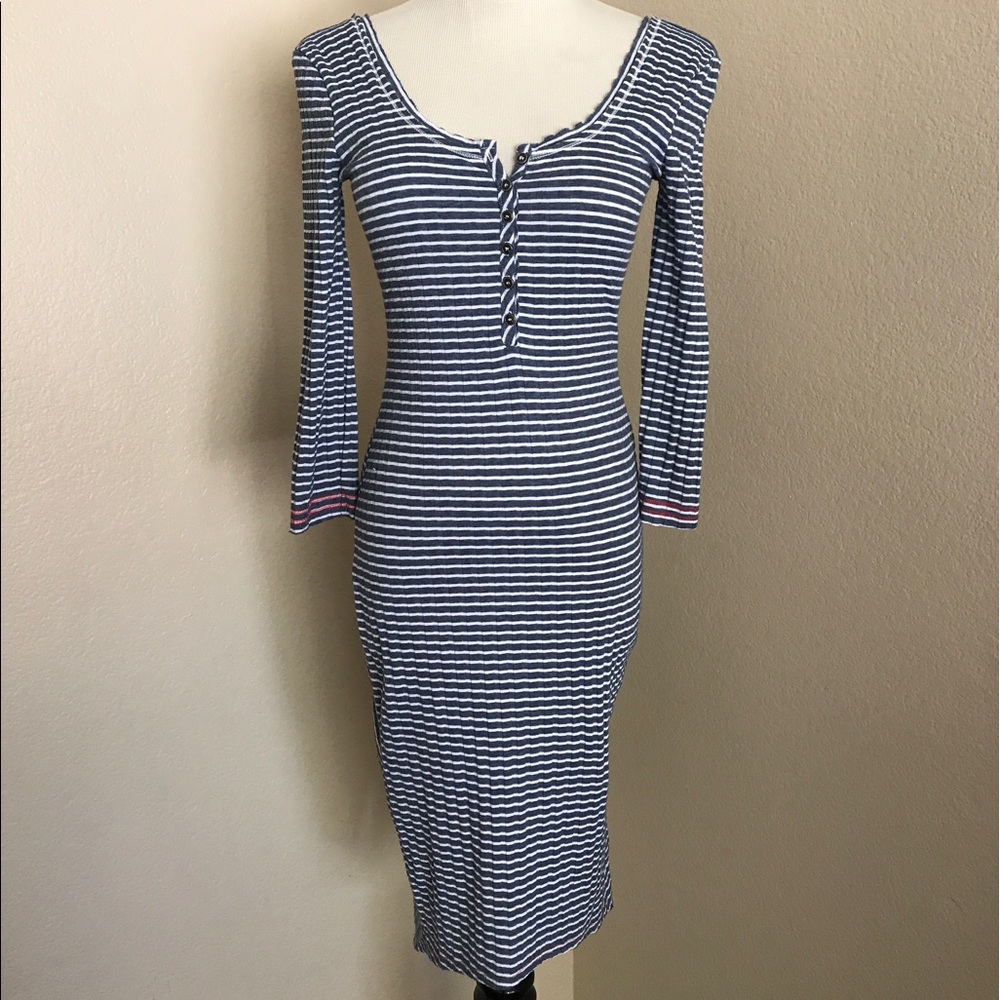 Free People striped maxi body hugging dress XS
