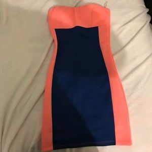 Neon color block mini dress