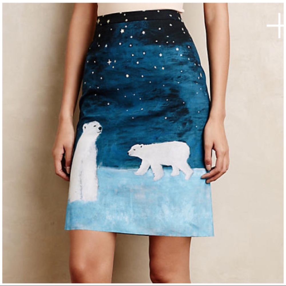 SOLD ❤️ Anthro Maeve Arctic Scene Twill Skirt - Picture 2 of 8