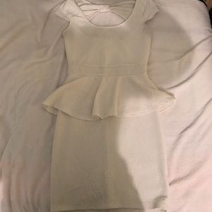White scoopneck peplum dress