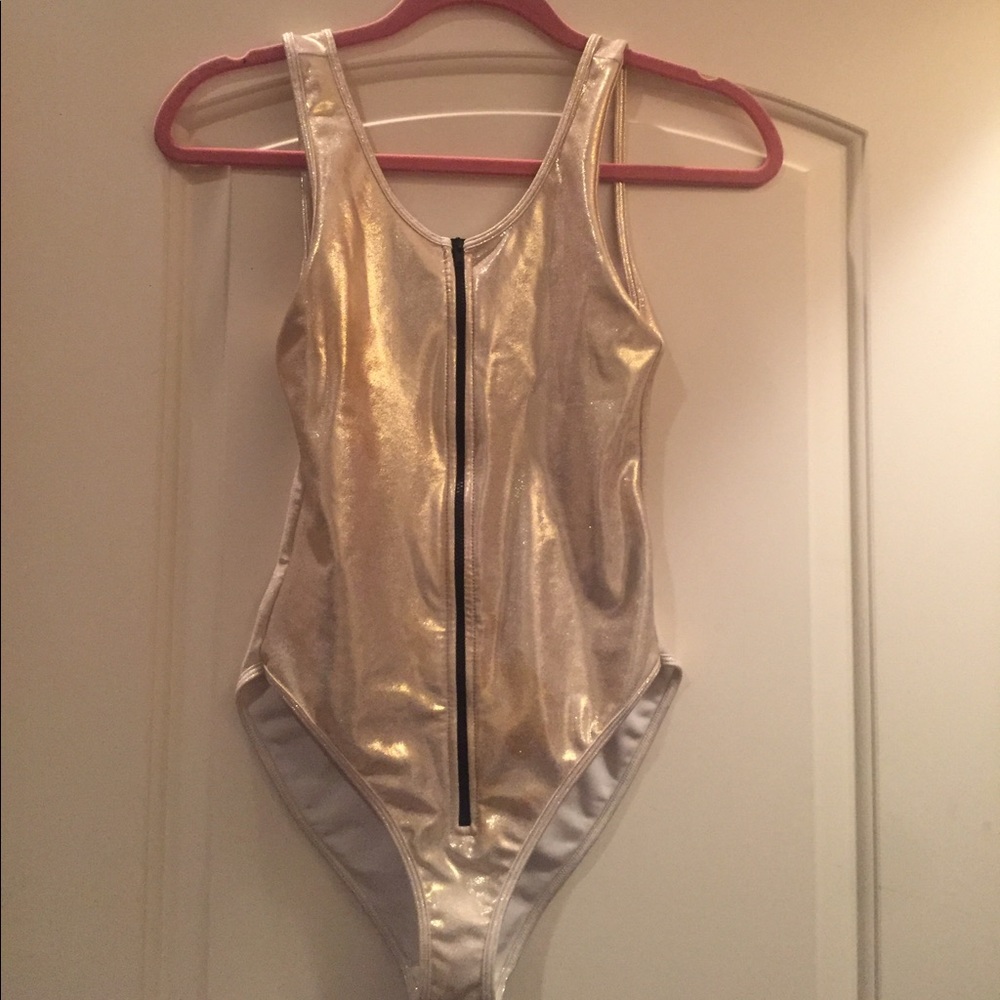 American Apparel Size S Metallic Gold Zipper Front