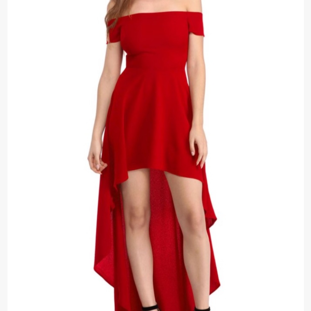 Red Off Shoulder Evening Dress👆👆