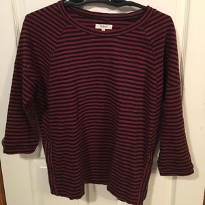 Quarter sleeve striped sweater