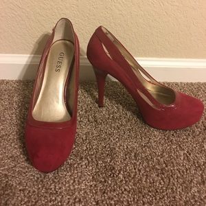 Guess red heels only worn once in great condition