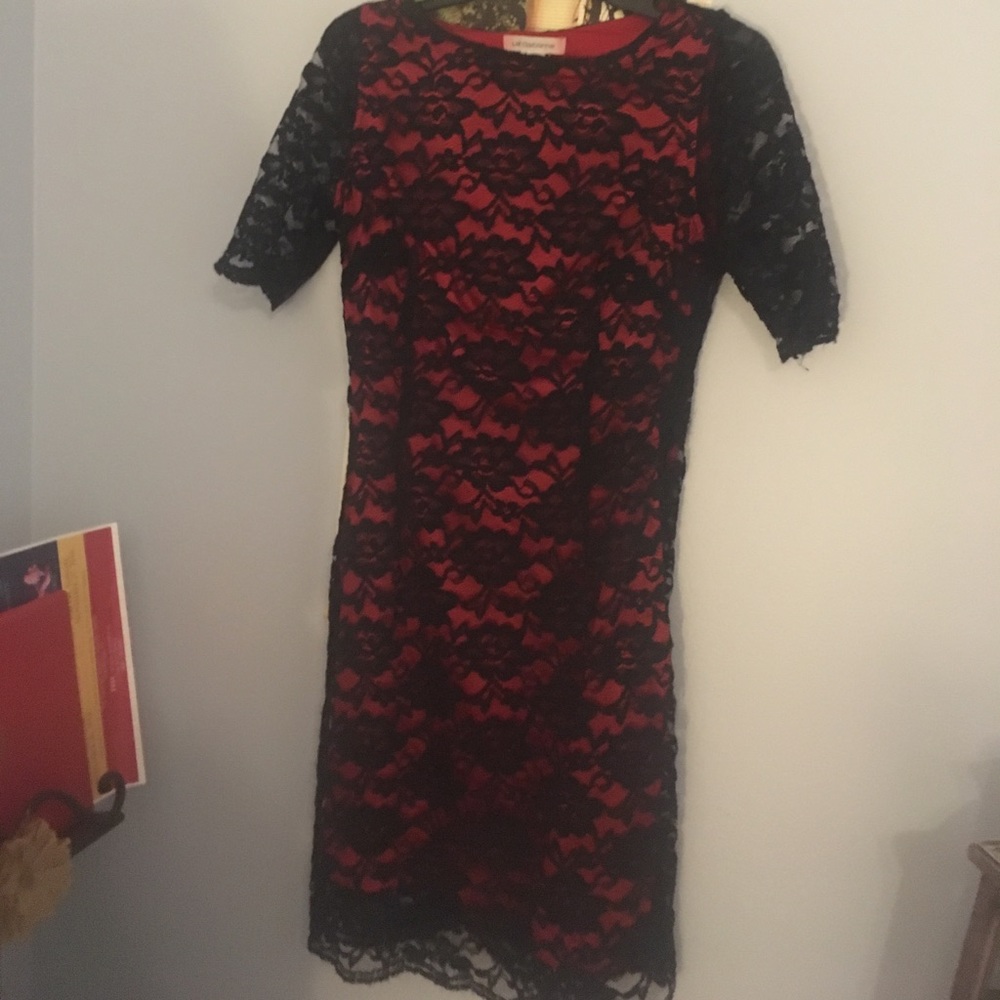 Red & Black Lace Dress