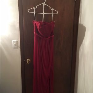 Red Lace David's Bridal bridesmaid dress