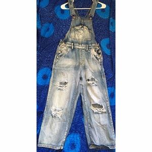 Distressed overalls