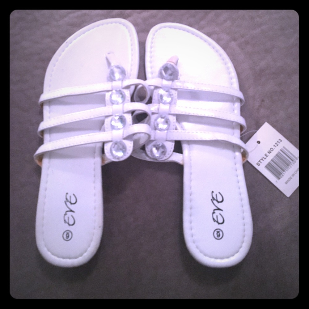 Brand New Pearly White Jeweled Flip Flops!