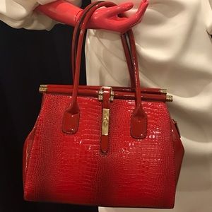 Beautiful red faux croc handbag