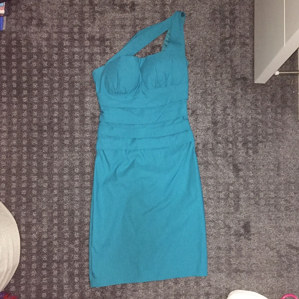 Turquoise one shoulder dress