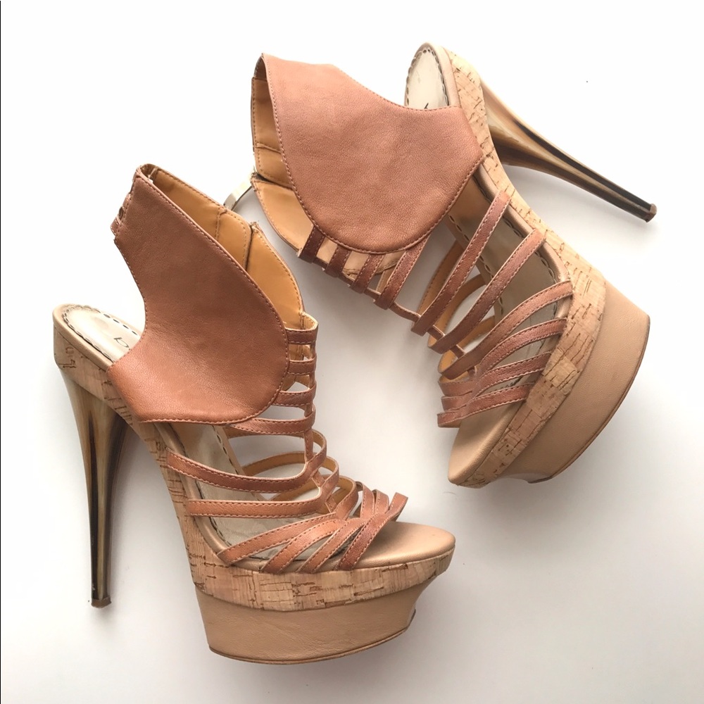 BEBE strappy platform sandals size 8