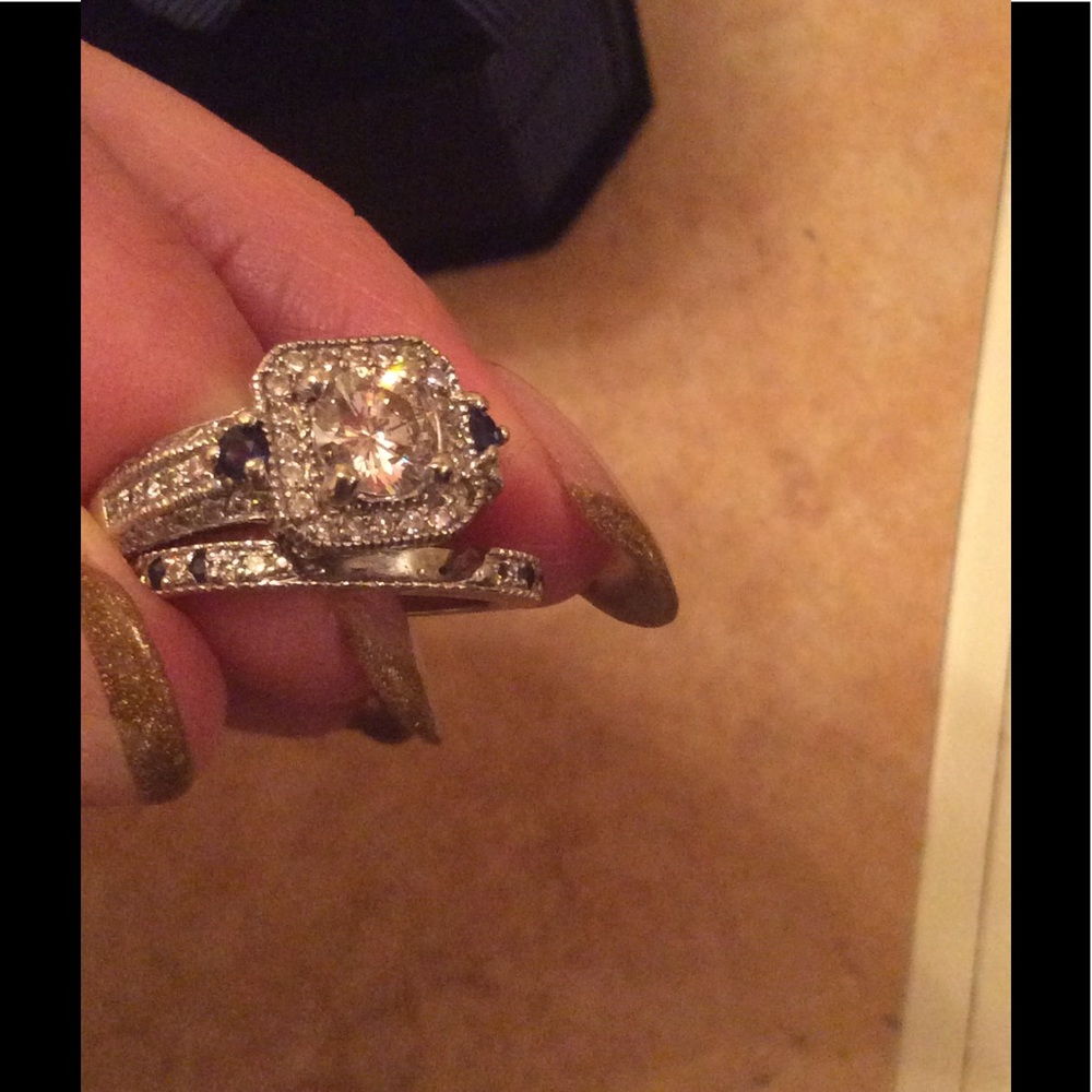 Sold Custom made Diamond &Sapphires wedding ring