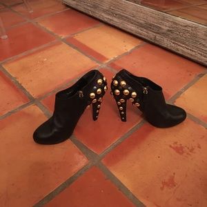 Gucci gold studded booties