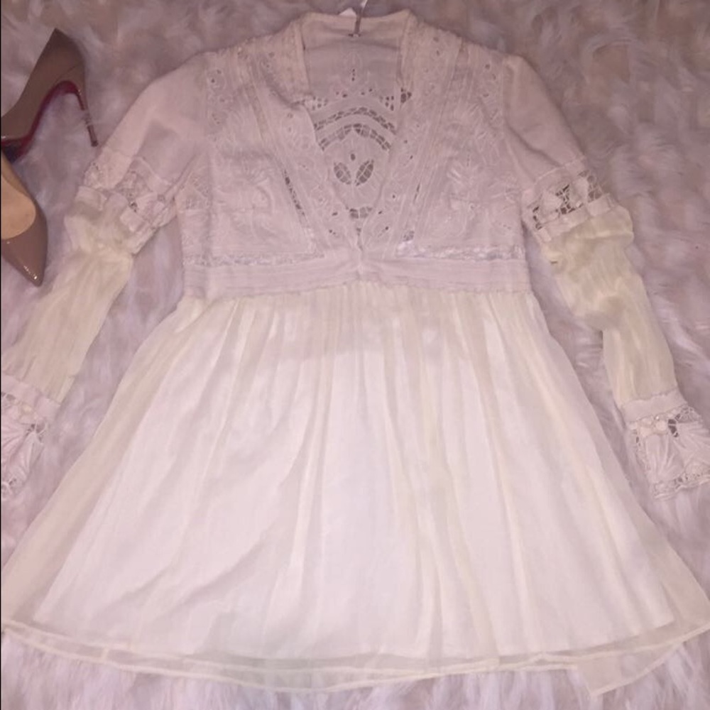Free people dreamland cutwork mini dress ivory