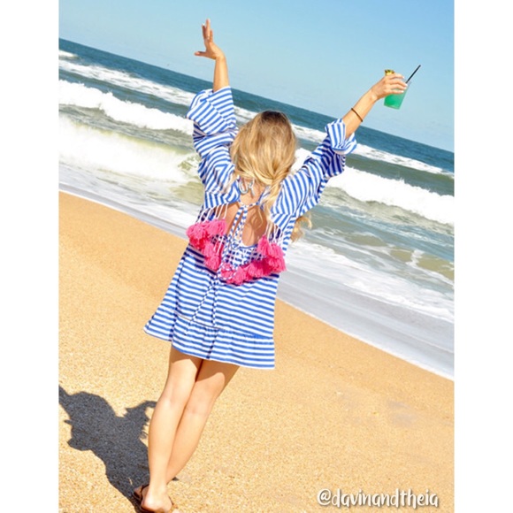 HP 7X 💖 Striped Open Back Shift Dress - Picture 6 of 8