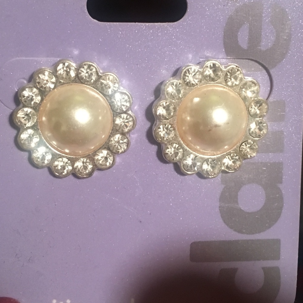Pearl and CZ diamond earrings