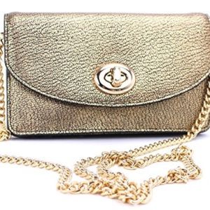 Coach metallic gold wallet on chain shoulder bag