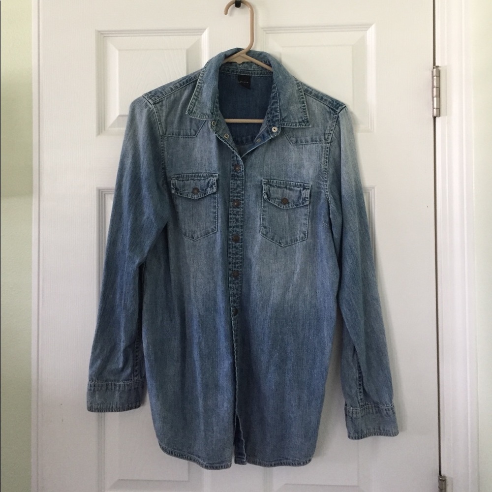 Denim button down top