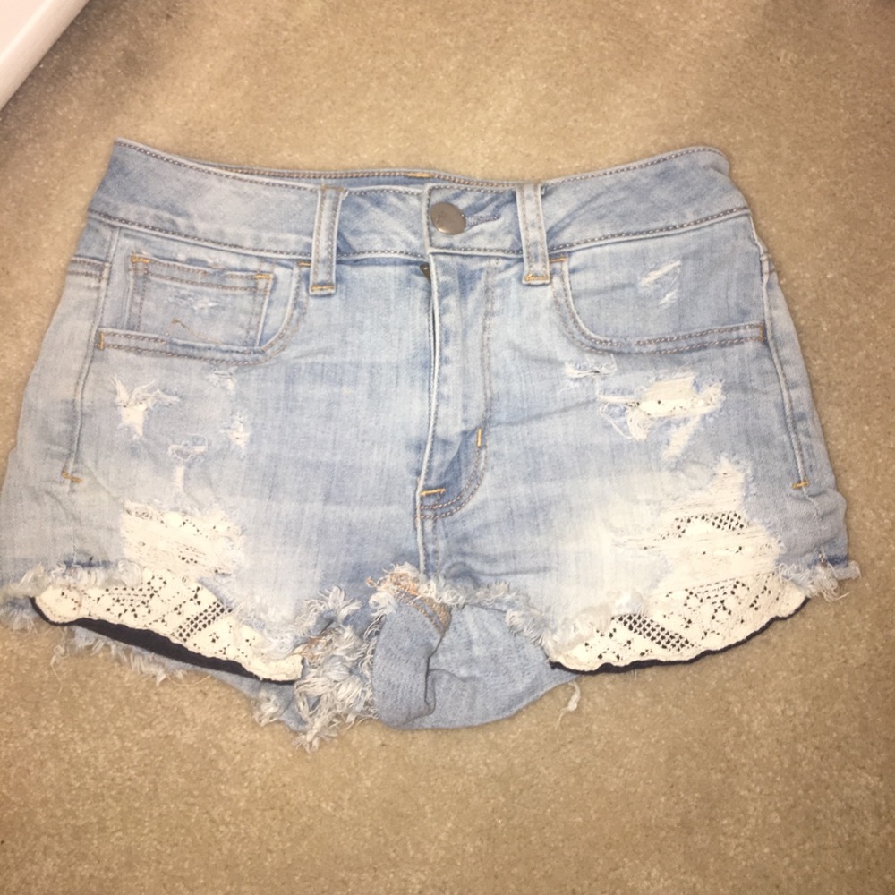 Mid rise denim shorts