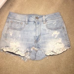 Mid rise denim shorts