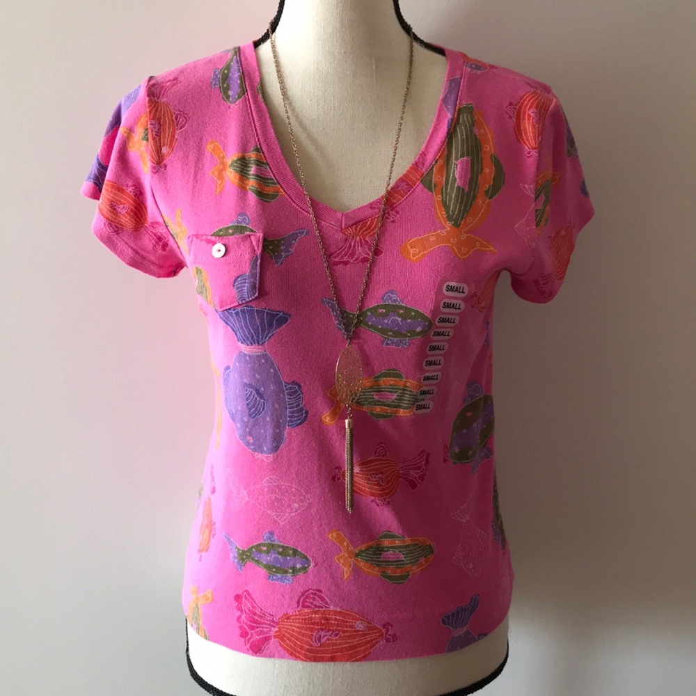 Fresh produce fish blouse NWT