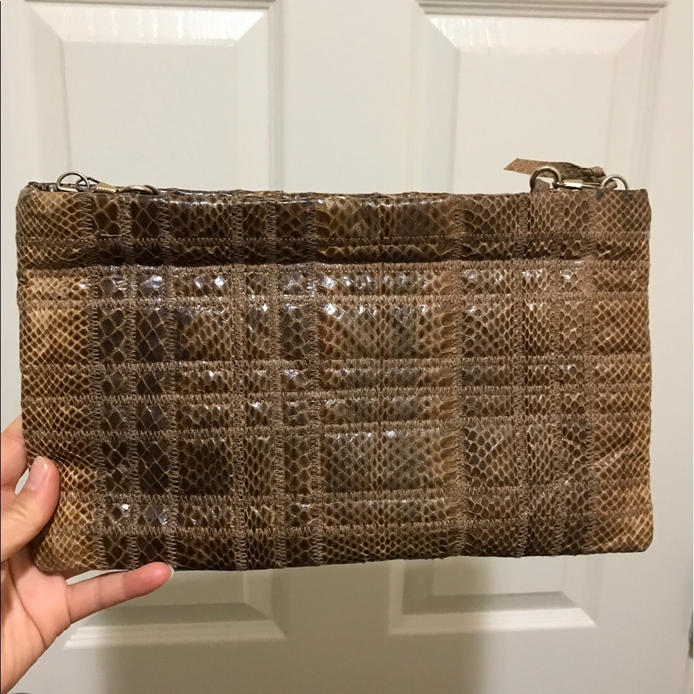 Albi 80s Vintage Snakeskin Clutch with straps