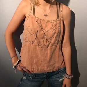 Linen earthy printed relaxed fit tank!!