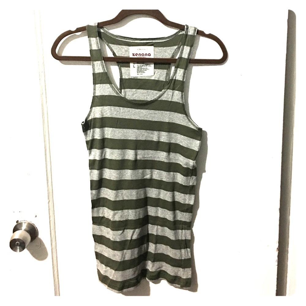 Olive Green and Grey Racerback Tank Top