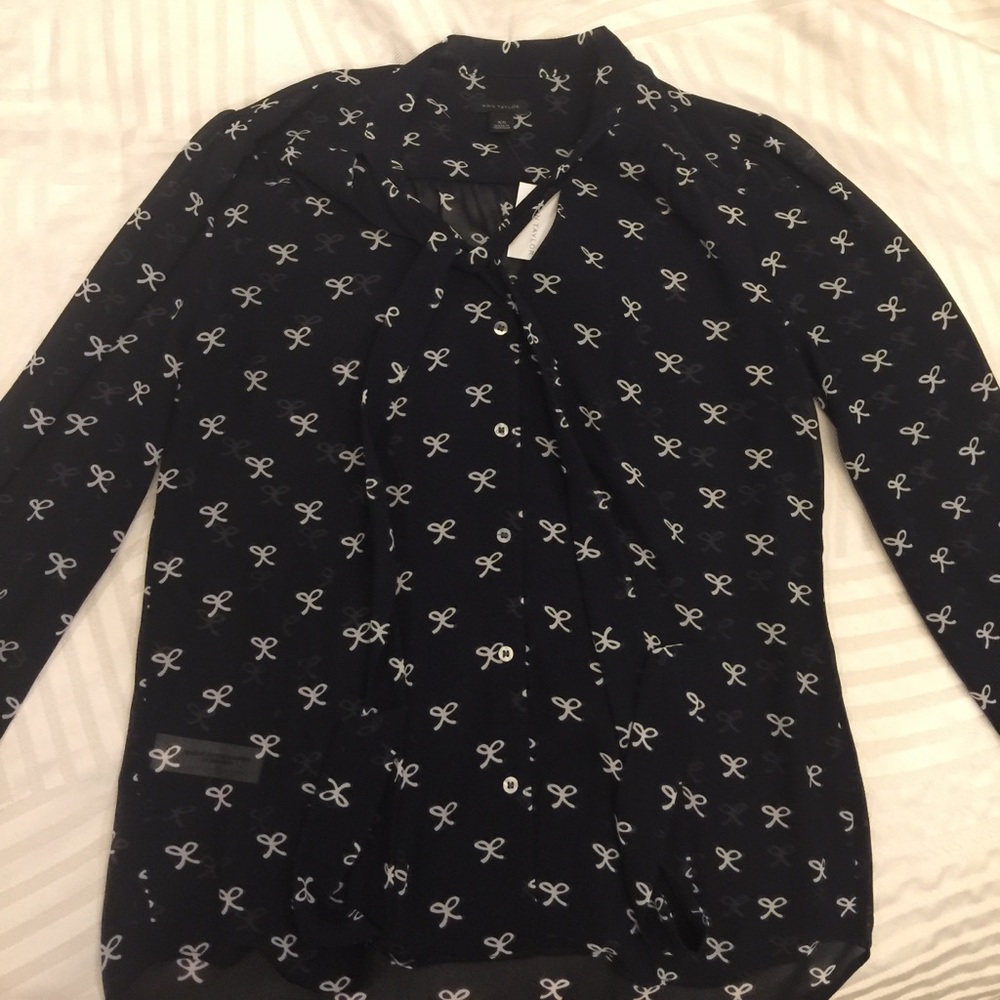 Ann Taylor sheer necktie blouse
