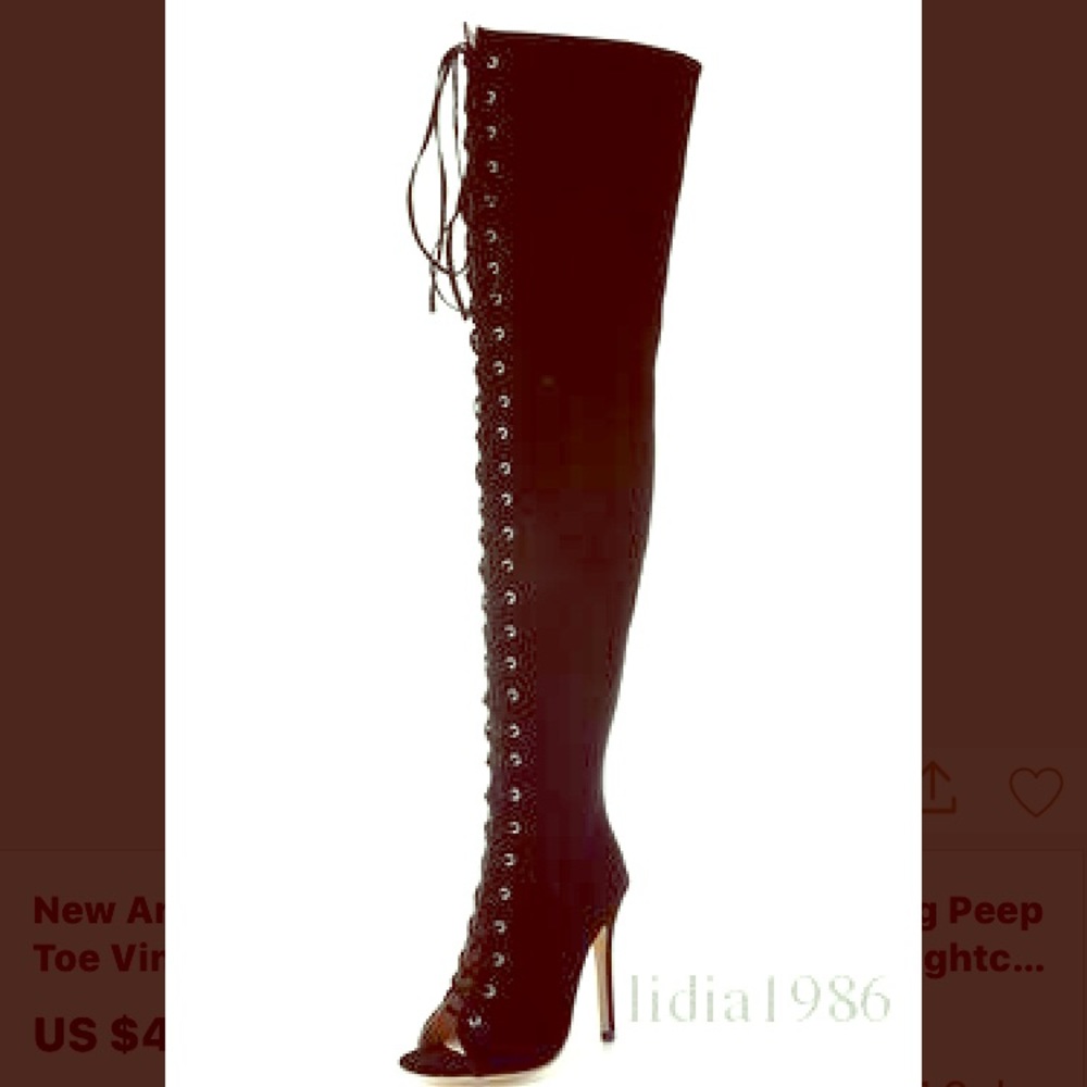 Lace up thigh high boots