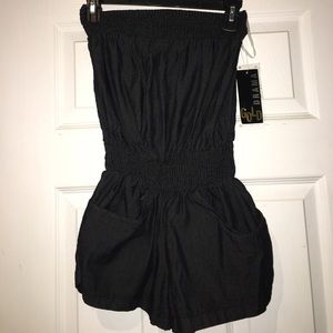 black denim romper NWT